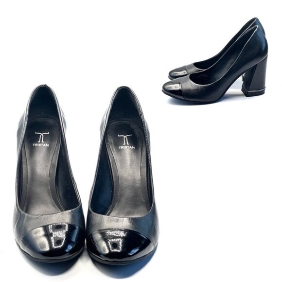 Tristan black leather patent cap to heels Sz 38 - Picture 10 of 12